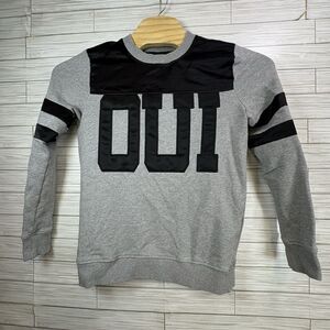AĪKO Women's OUI Cotton Blend Pullover‎ Sweatshirt Black And Gray Sz XS